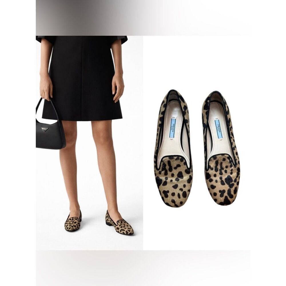 PRADA Vintage Calf Hair Leopard leather loafers